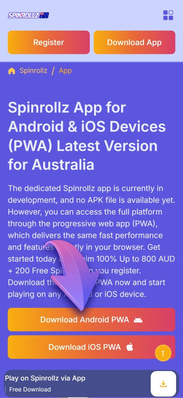 Click here to start your Spinrollz Android app installation.