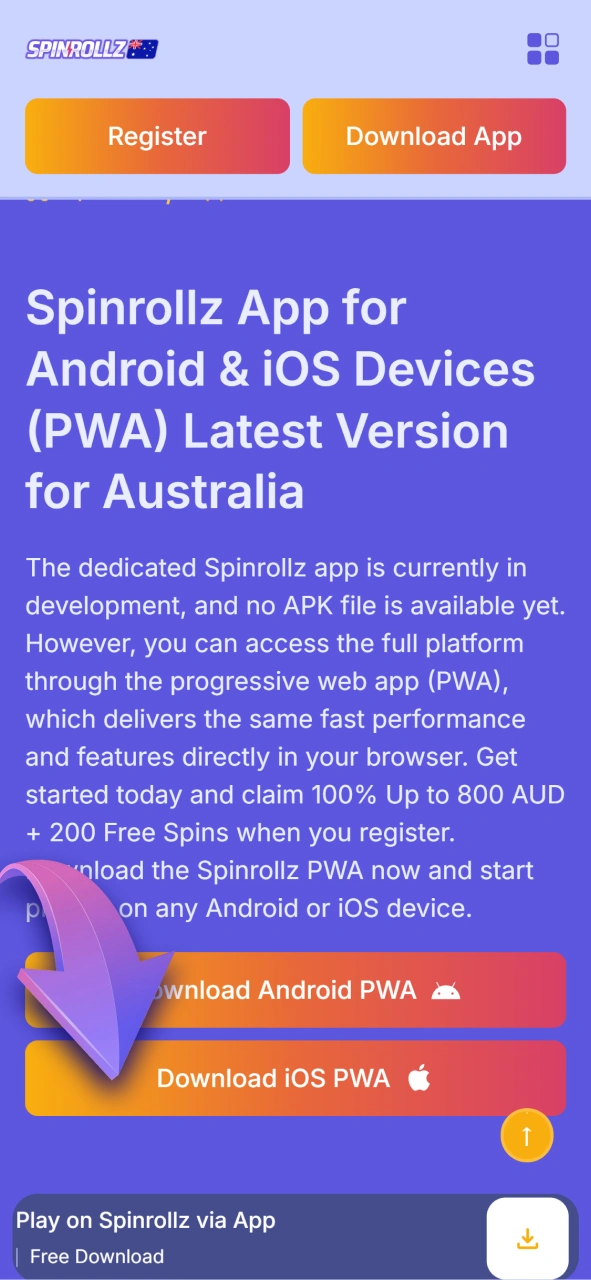 Click the download link to get Spinrollz on your iOS device.
