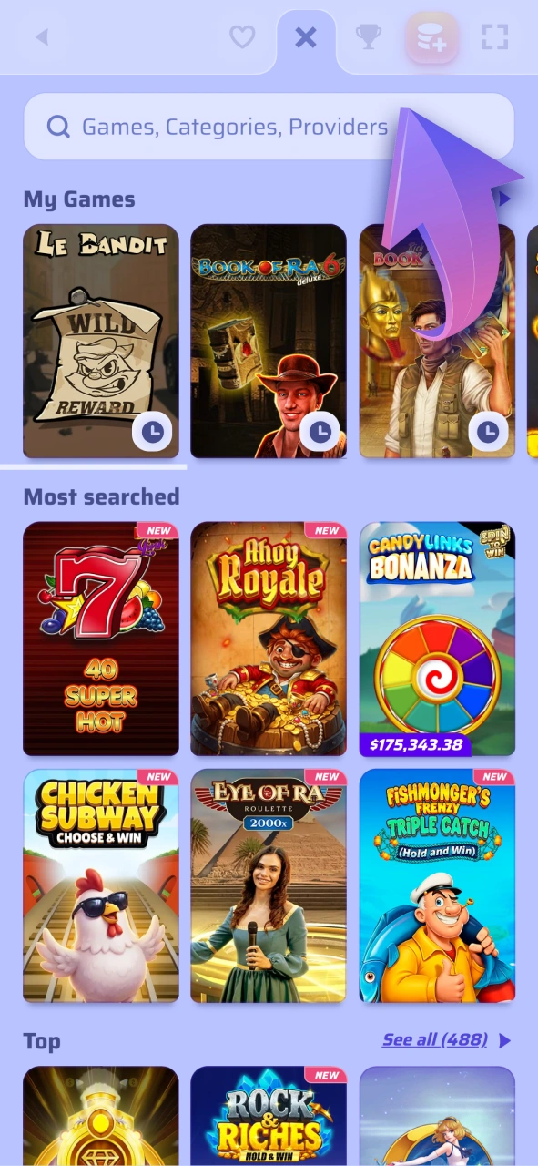 Switch between different casino categories easily at Spinrollz.