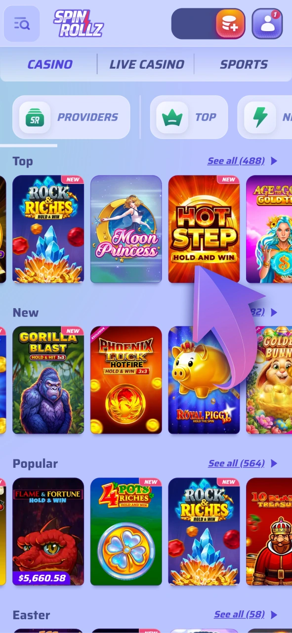 Explore the full library of high-quality games at Spinrollz.