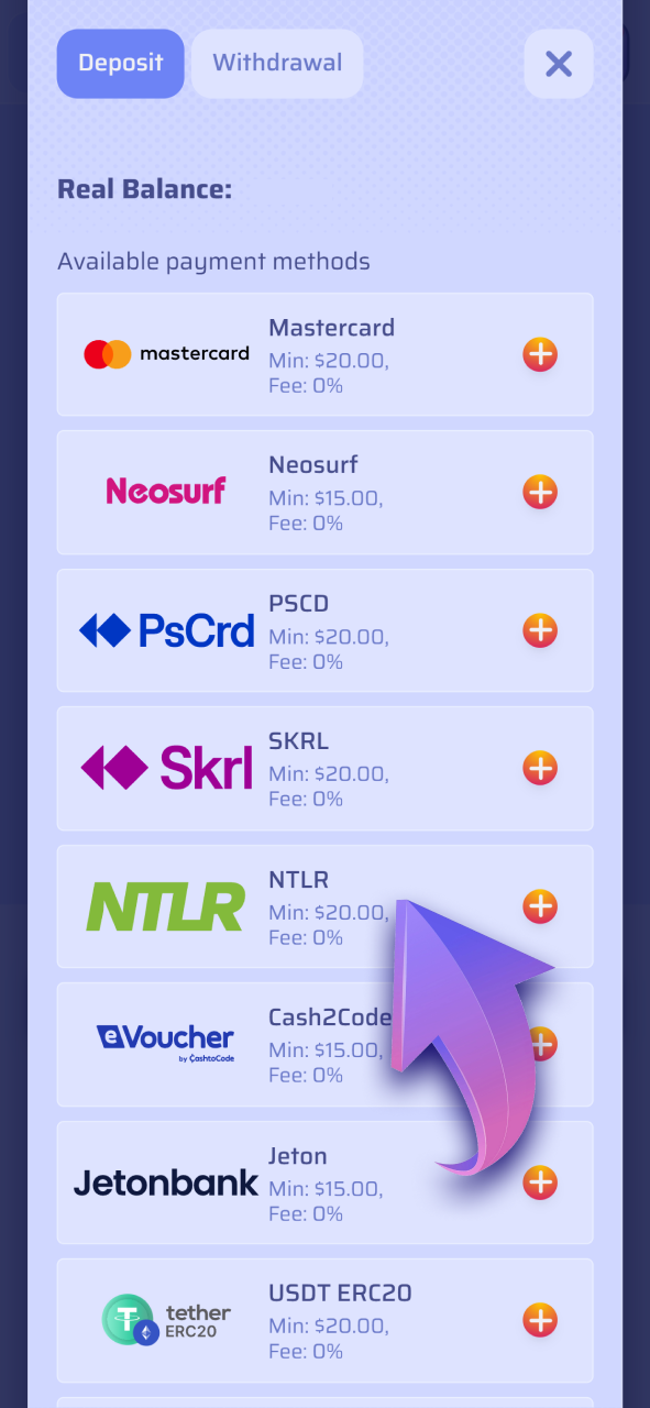 Select the best payment methods at Spinrollz online casino.