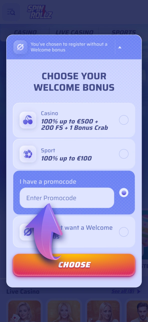 Enter your valid promo code at Spinrollz to get instant rewards.