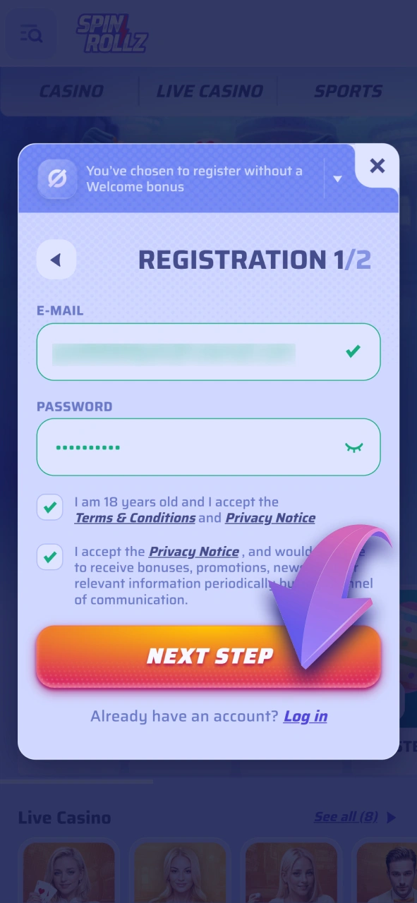 Use a promo code during registration at Spinrollz for extra perks.