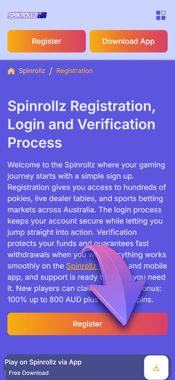 Click the sign-up button to join the Spinrollz community.